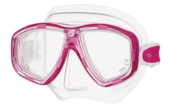 clear and pink goggles